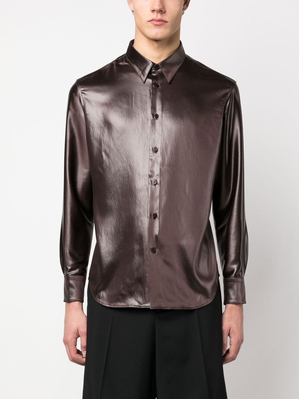 metallic long-sleeve shirt - 3