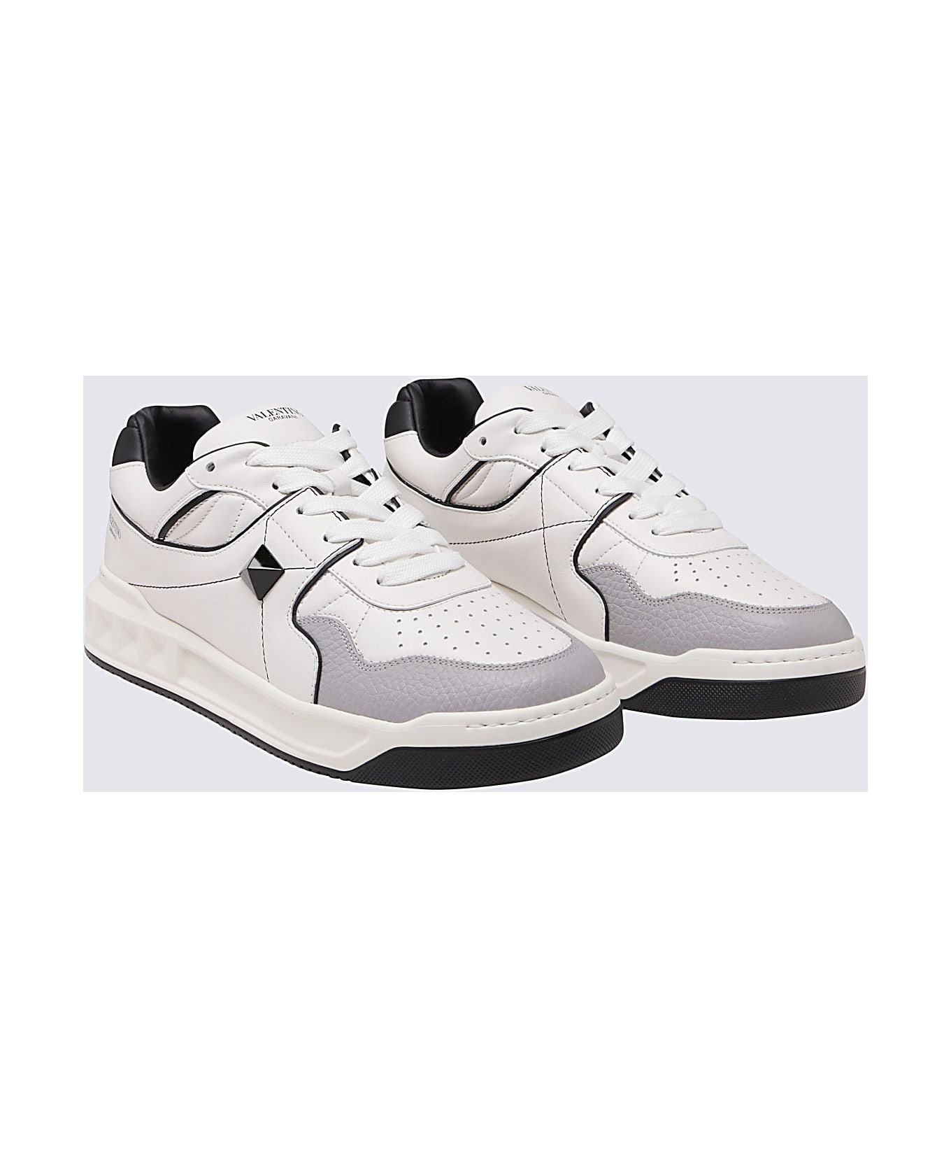 Grey And White Leather Sneakers - 2
