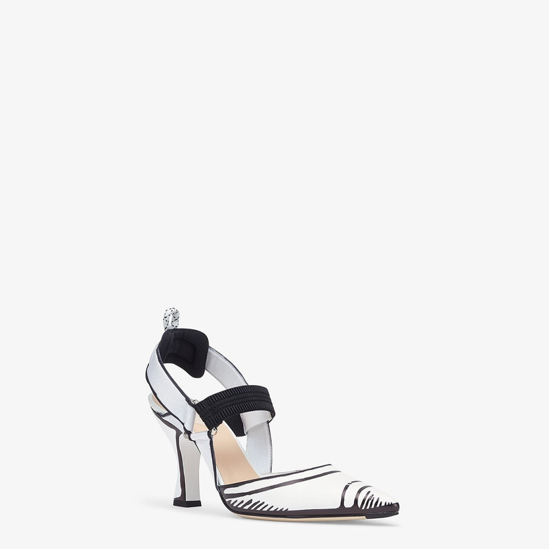 FENDI White leather Colibrì slingbacks outlook