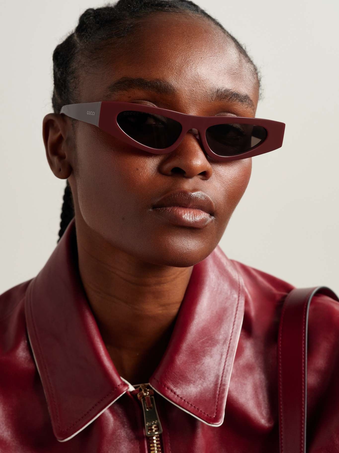 サングラス GUCCI BURGUNDY ACETATE SUNGLASSES GUCCI EYEWEAR Rectangular-frame acetate sunglasses | NET-A