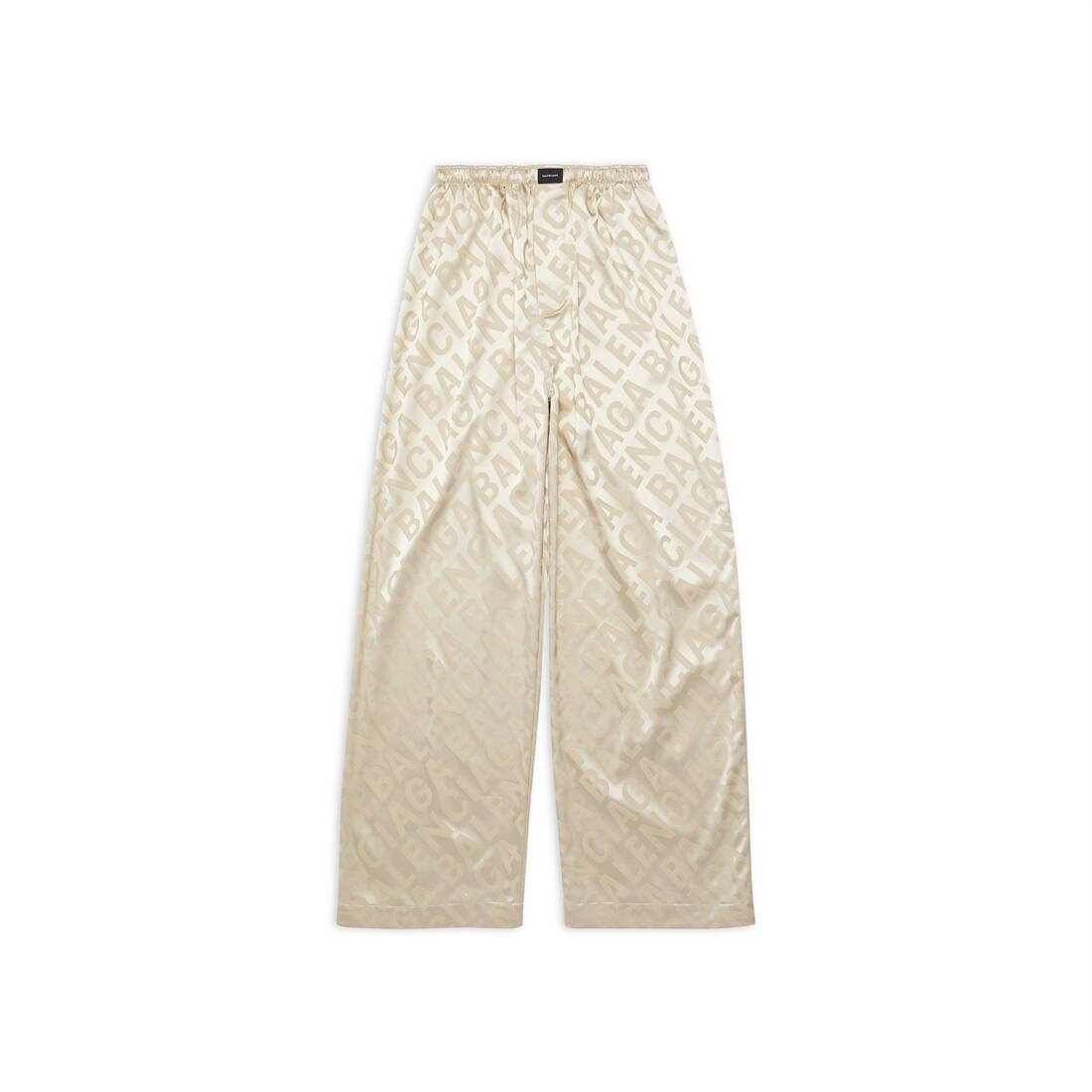 Women's Large Allover Logo Pyjama Pants in Light Beige - 1