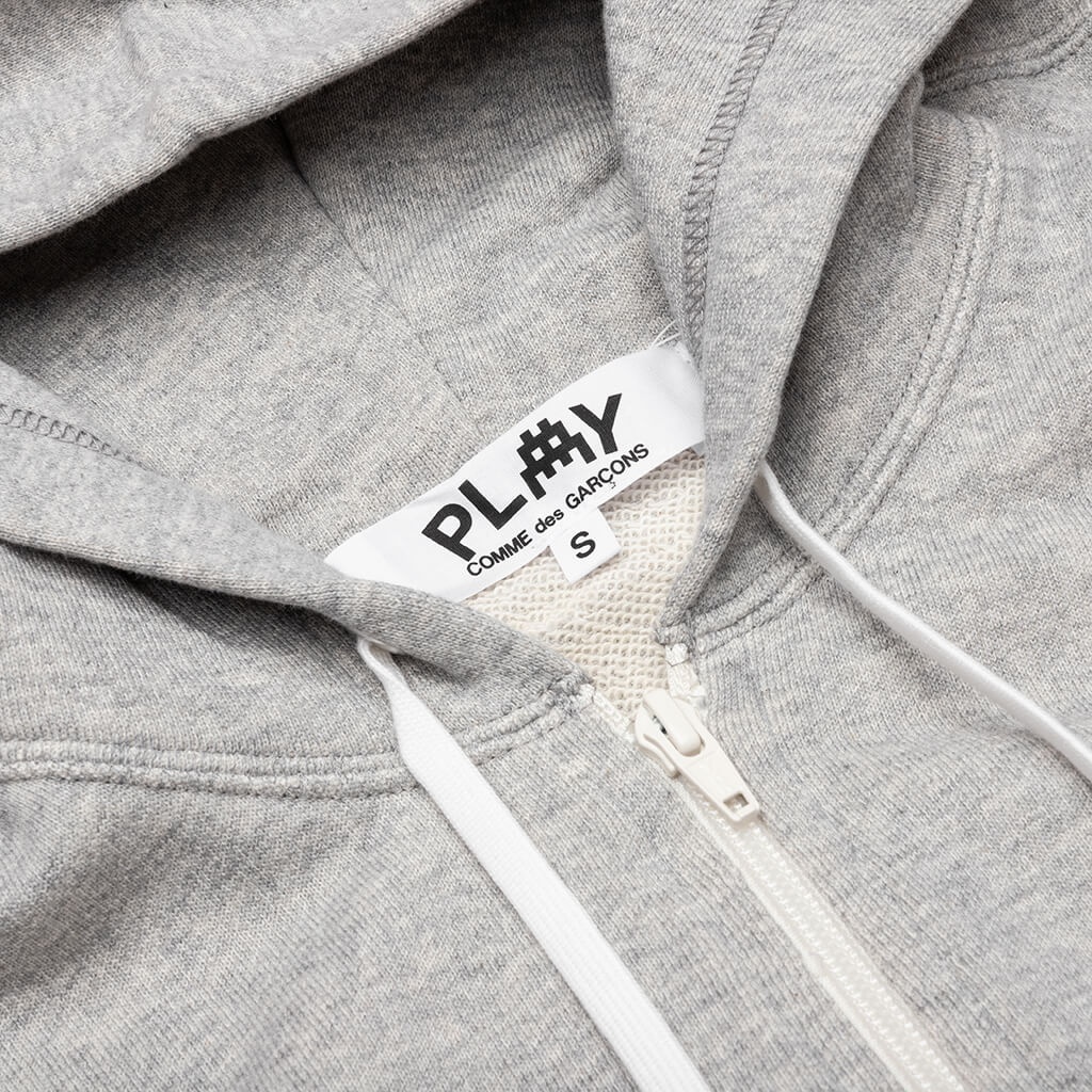 COMME DES GARCONS PLAY X THE ARTIST INVADER WOMEN'S HOODED SWEATSHIRT - TOP GREY - 5