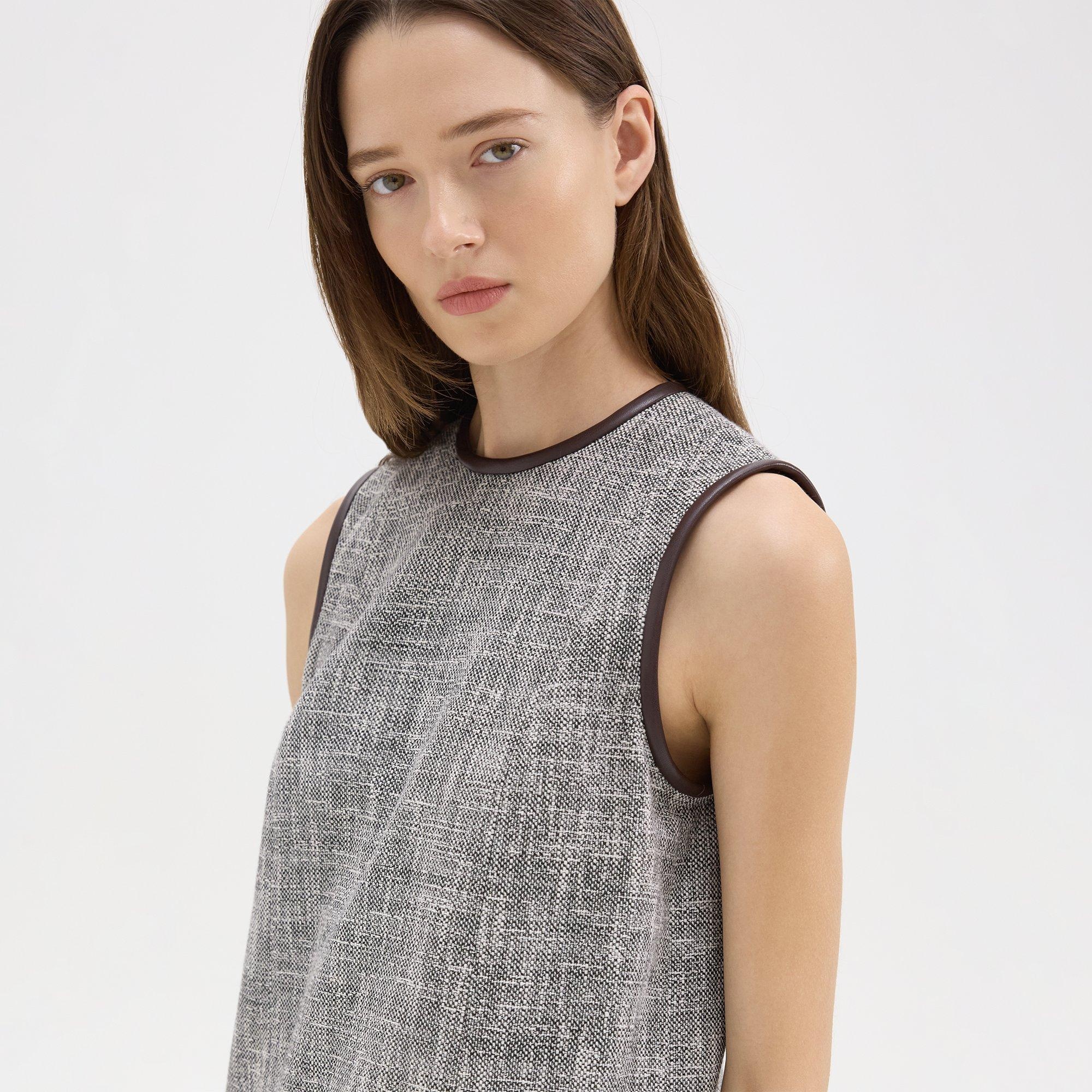 Relaxed Sleeveless Dress in Canvas Tweed - 5