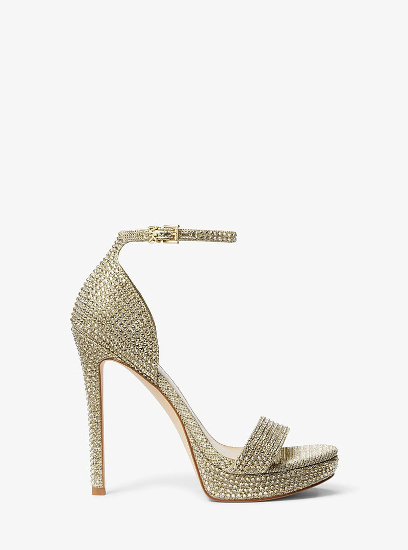 Jordyn Embellished Glitter Chain Mesh Platform Sandal 1
