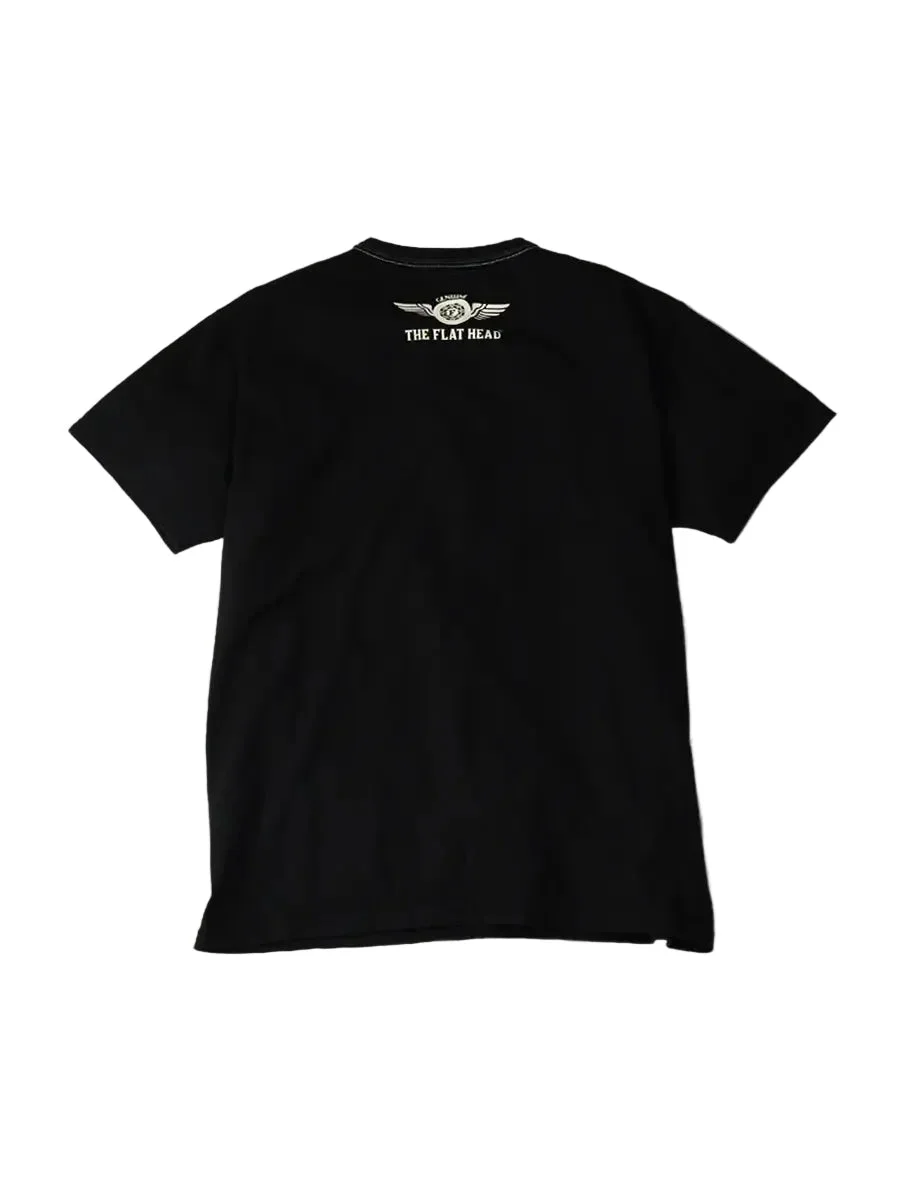 FN-THC-203 Three Needle Small Flying Wheel Tee Black - 1