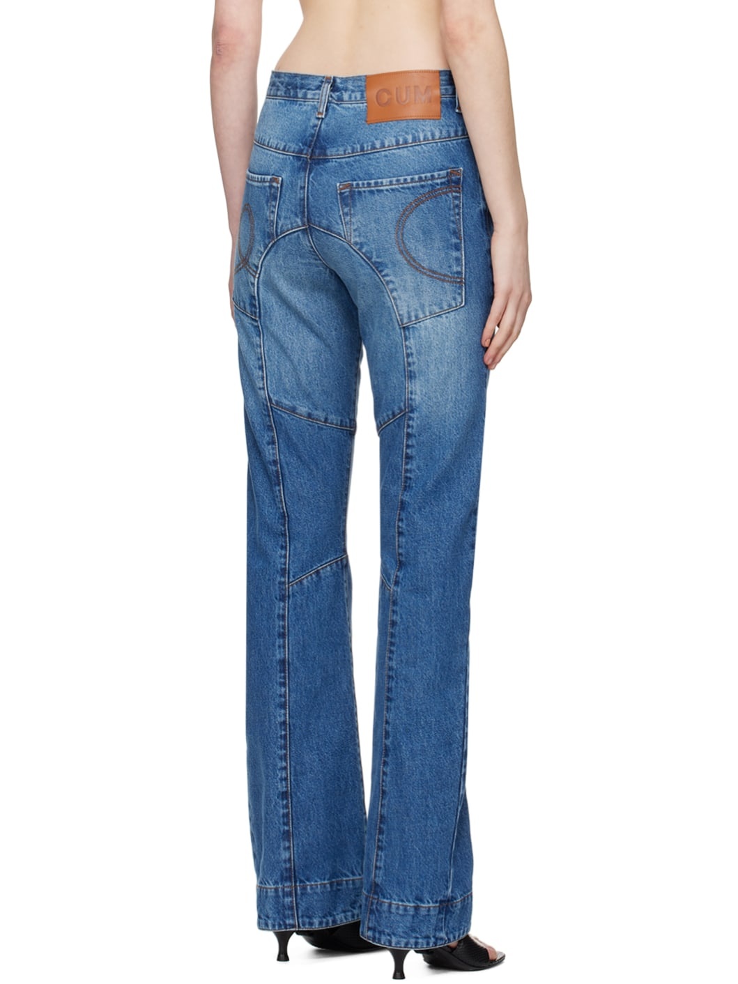 Blue Paneled Jeans - 3