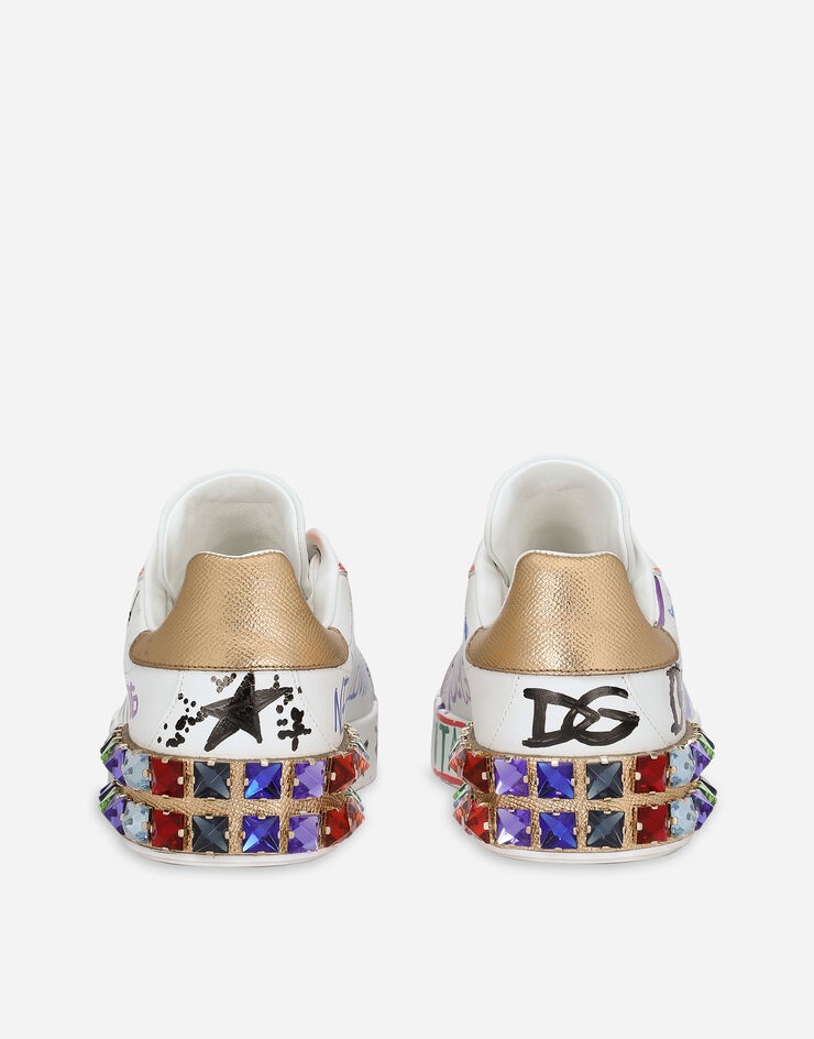 Calfskin Portofino sneakers with embroidery and lettering - 3