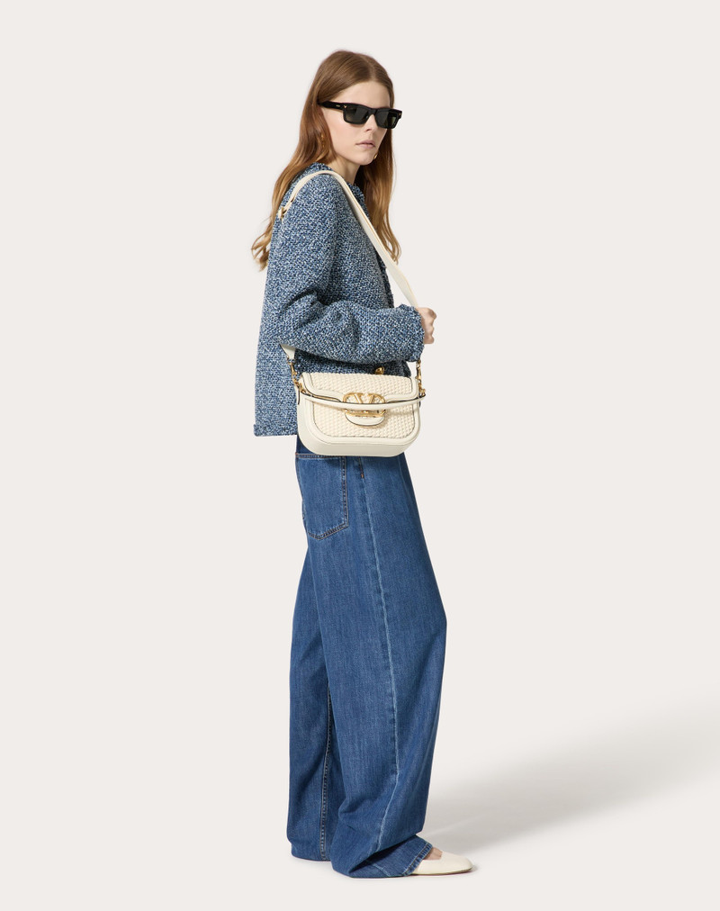 VALENTINO GARAVANI ALLTIME WOVEN LEATHER SHOULDER BAG - 1