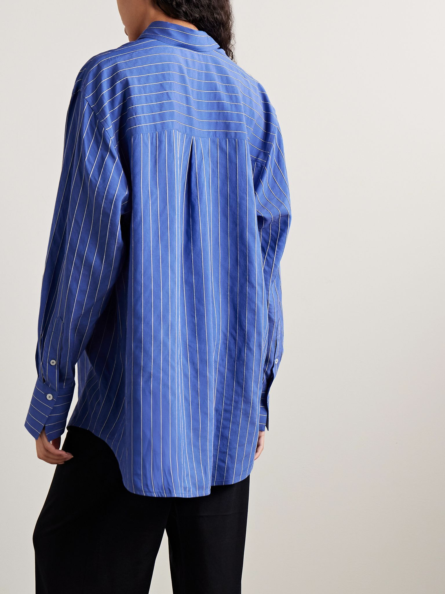 Pinstriped poplin shirt Cobalt blue - 4