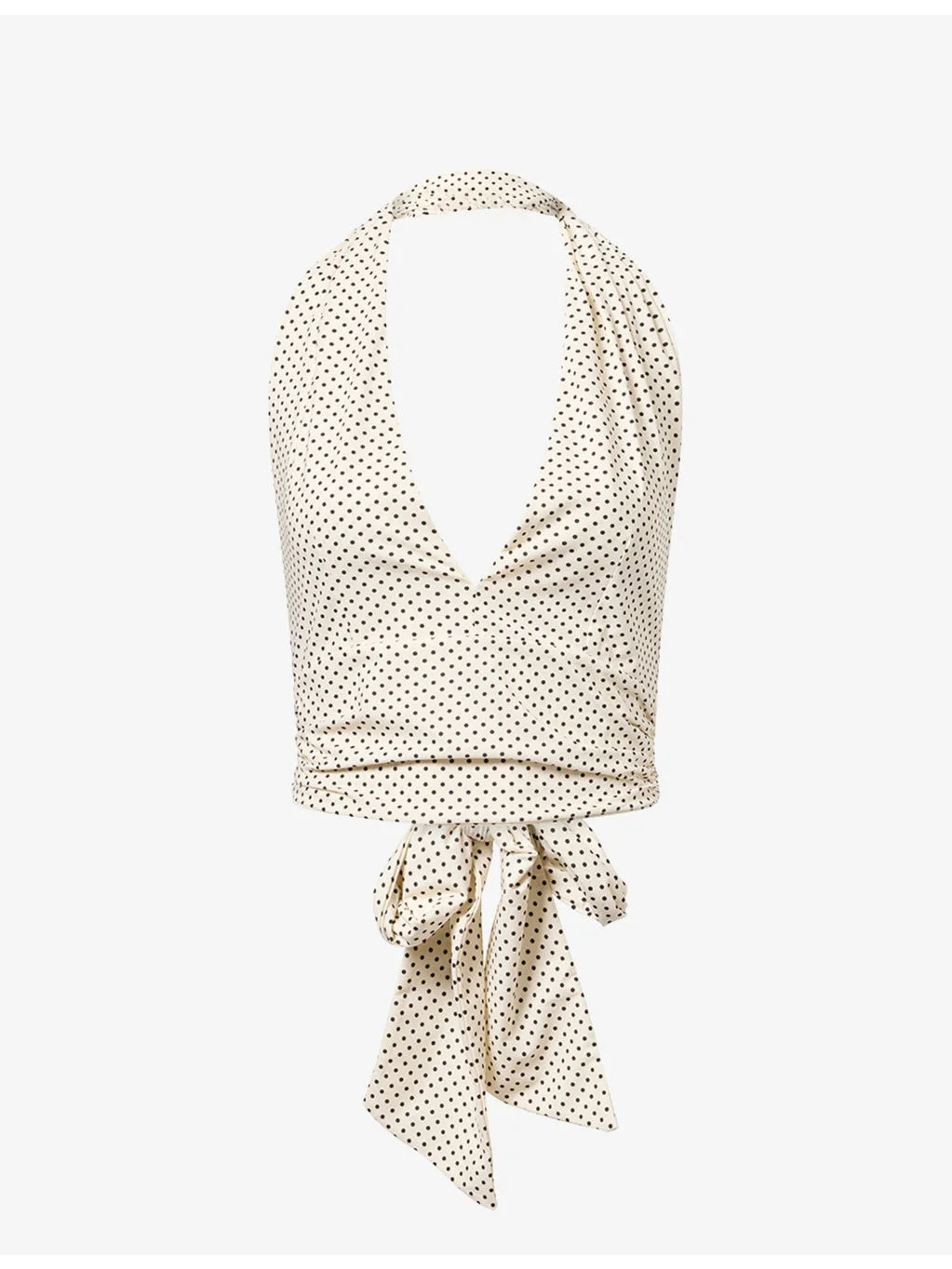 Polka-Dot Halterneck Stretch-Woven Top - 1