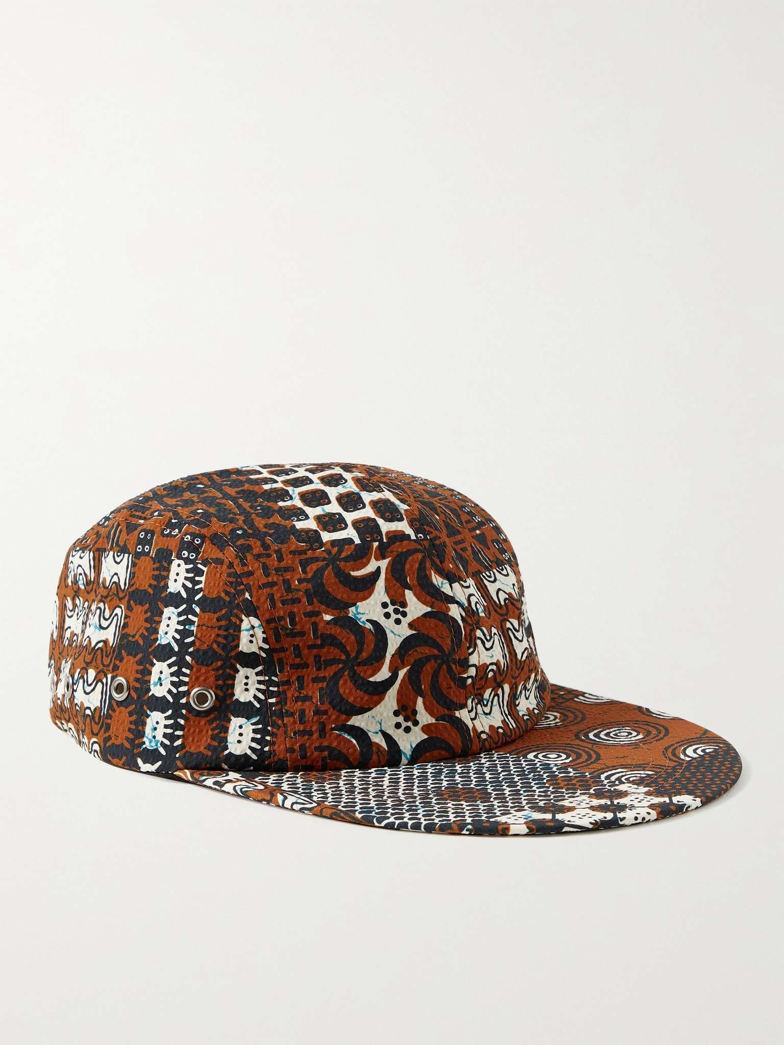 Printed Seersucker Baseball Cap - 1