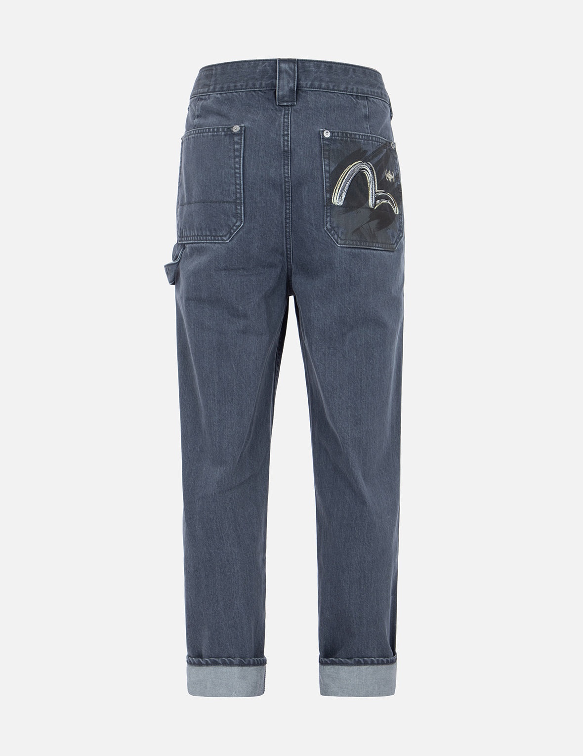 Brush Effect Seagull Print Carrot Jeans - 2