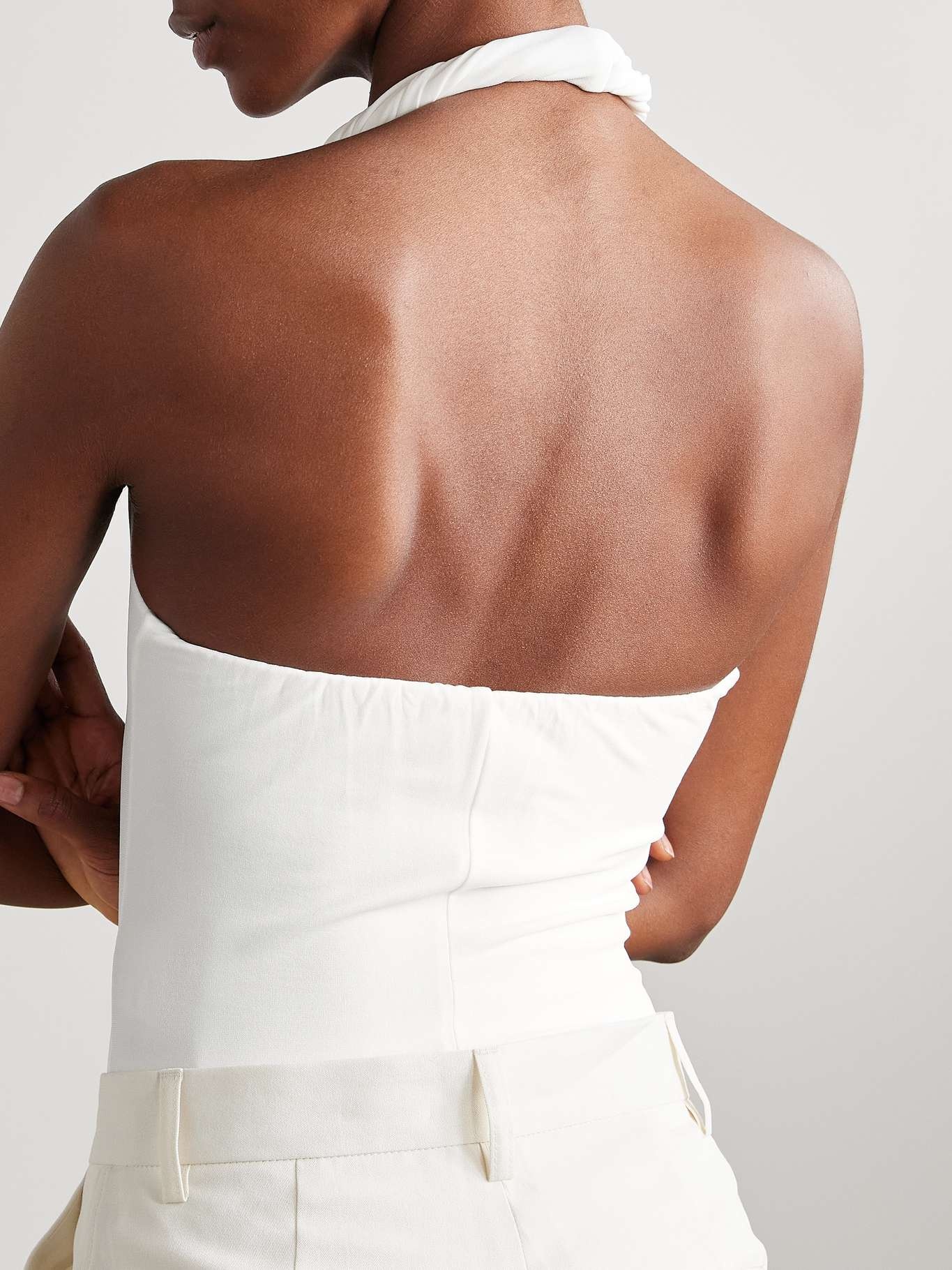 Enya twisted stretch-jersey halterneck bodysuit Ivory - 3