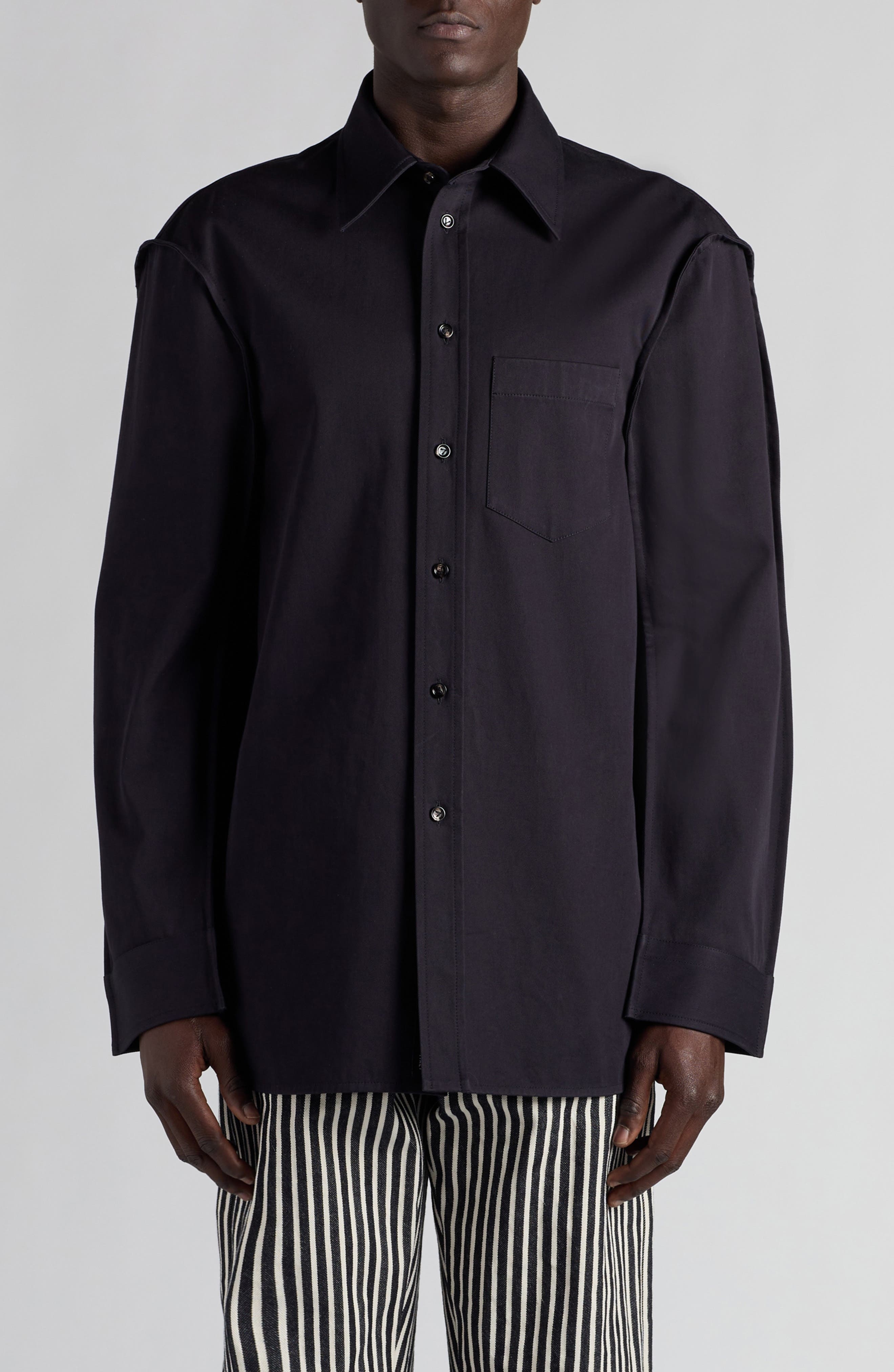 Cotton Twill Button-Up Shirt - 1