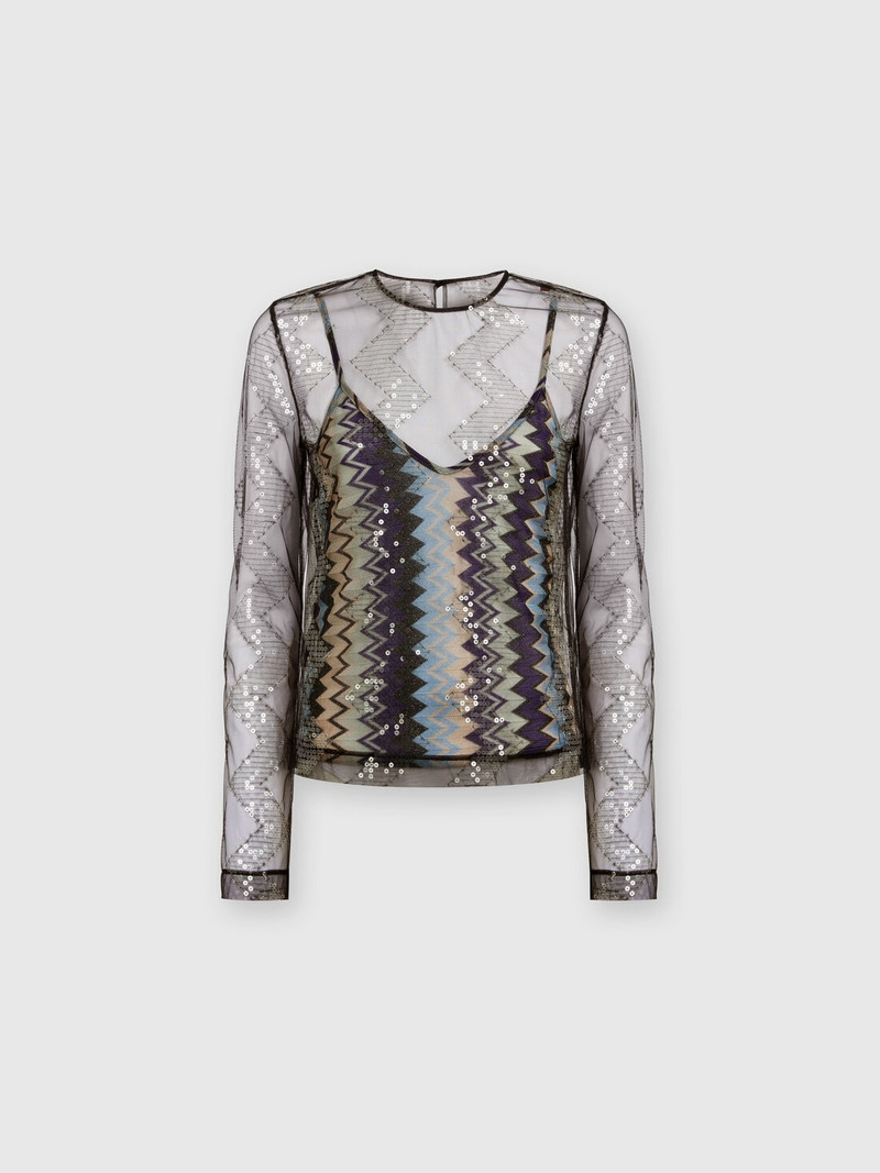 Doubled blouse in sequined tulle 1