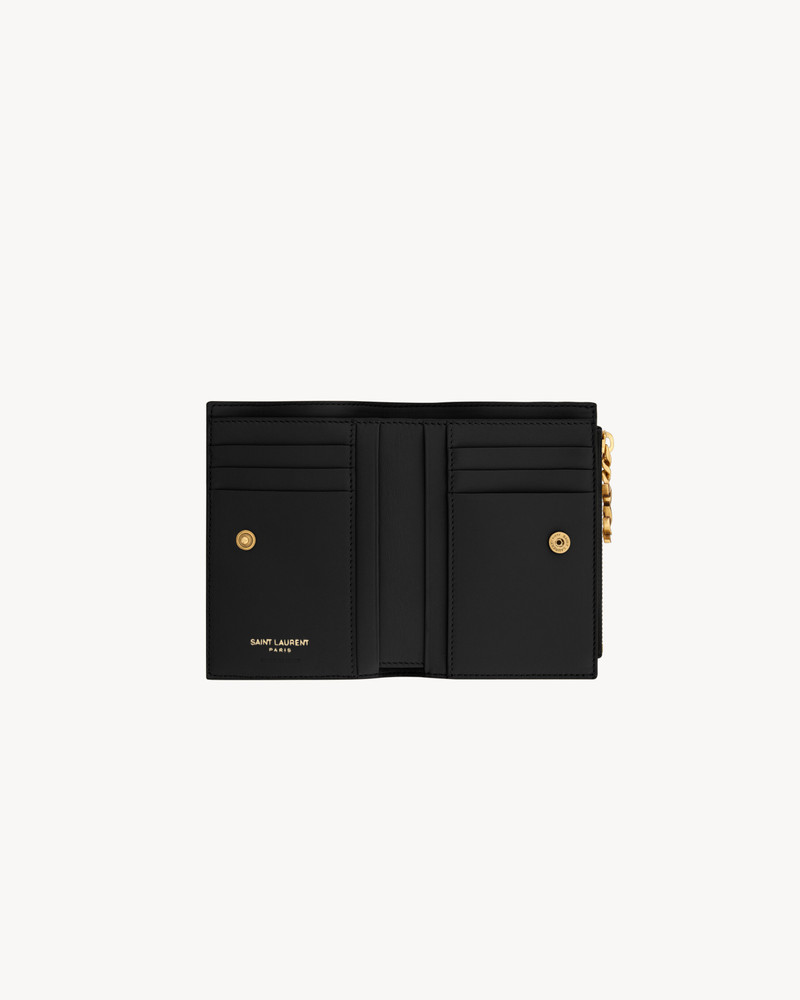 SAINT LAURENT CASSANDRE BIJOU BI-FOLD WALLET IN GRAIN DE POUDRE LEATHER outlook