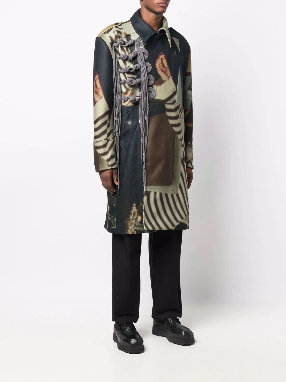 photographic-print fringed coat - 4