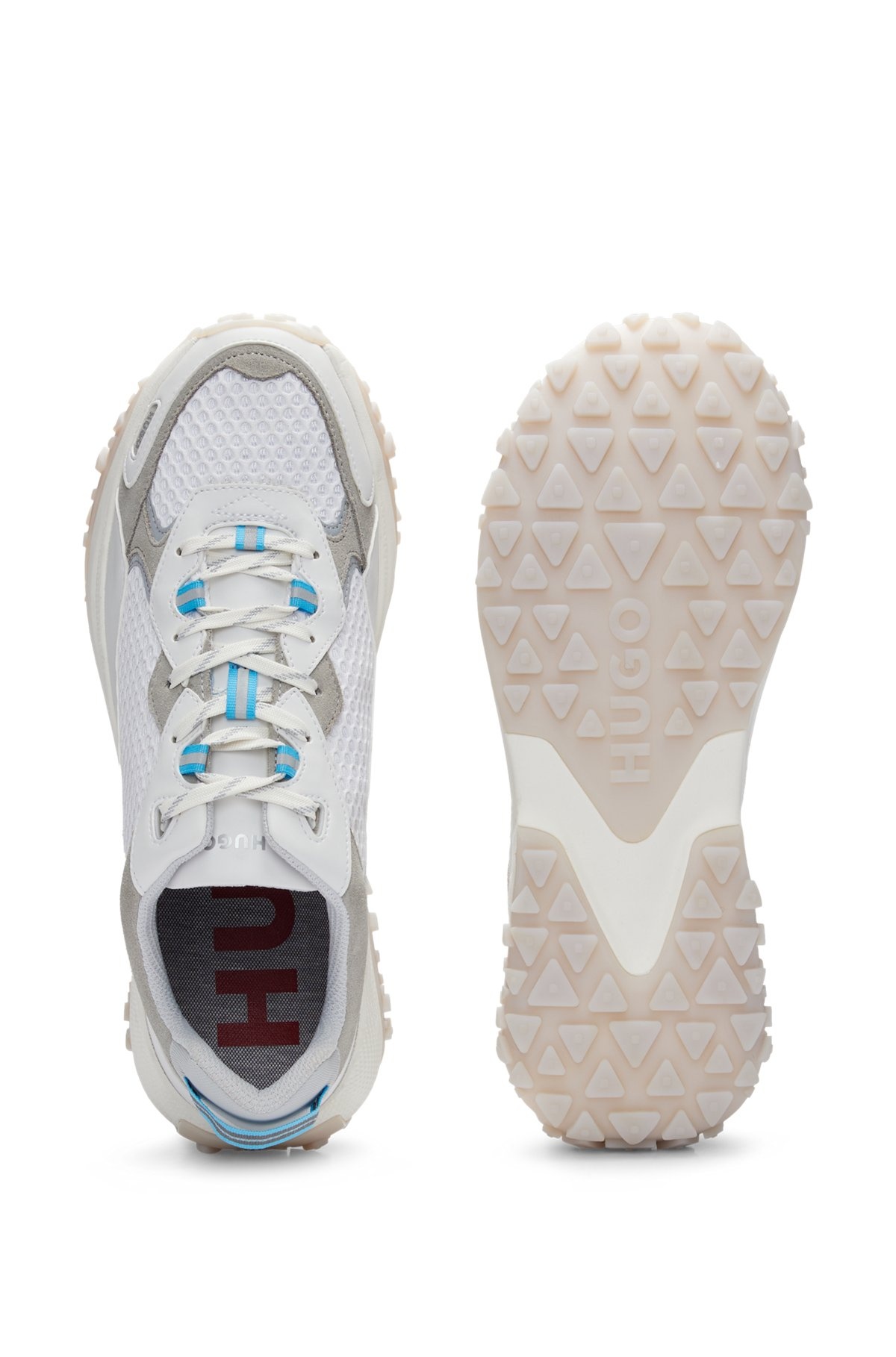 MIXED-MATERIAL TRAINERS WITH LEATHER FACINGS - 4