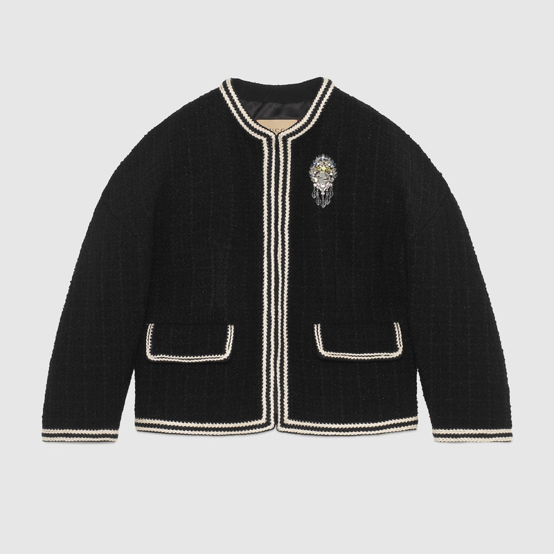 Bouclé tweed wool jacket 1