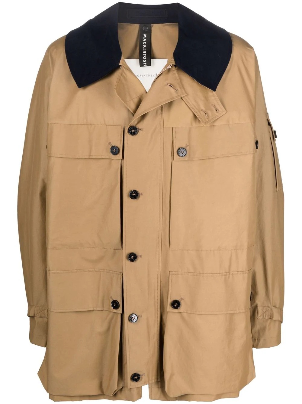 contrasting-collar multiple-pocket jacket - 1