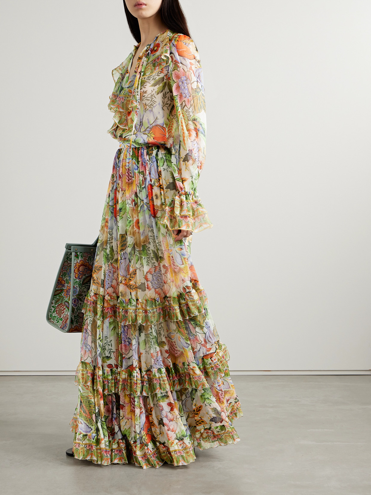 Tiered Silk-crepon Maxi Skirt - 2