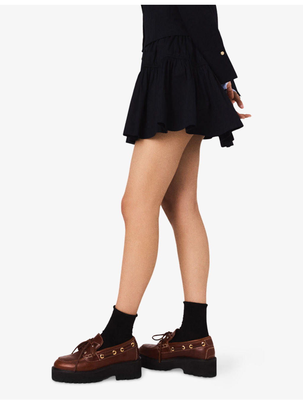 Button-Down Elasticated-Waist Stretch-Cotton Mini Skirt - 3