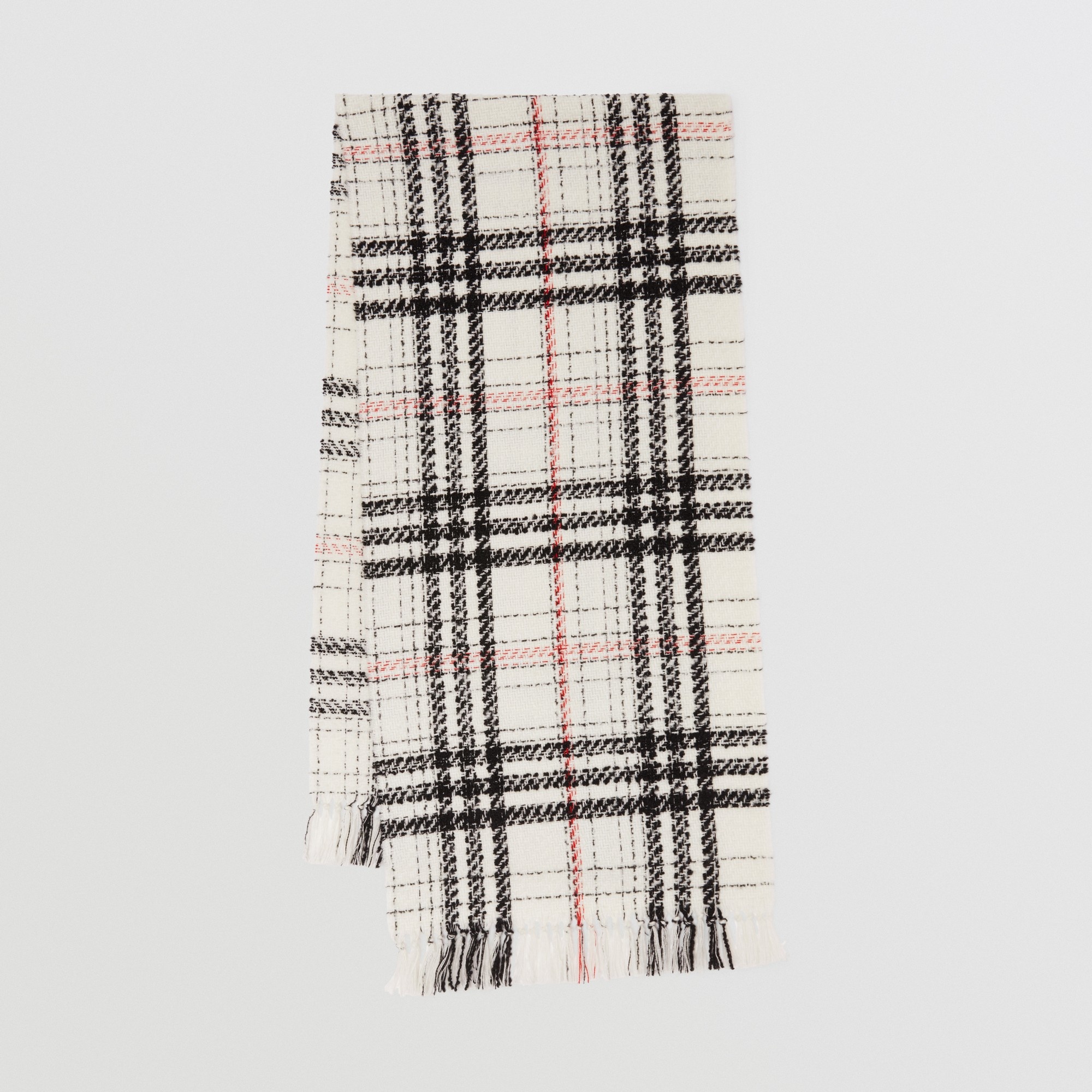 Check Cashmere Silk Blend Tweed Scarf - 1