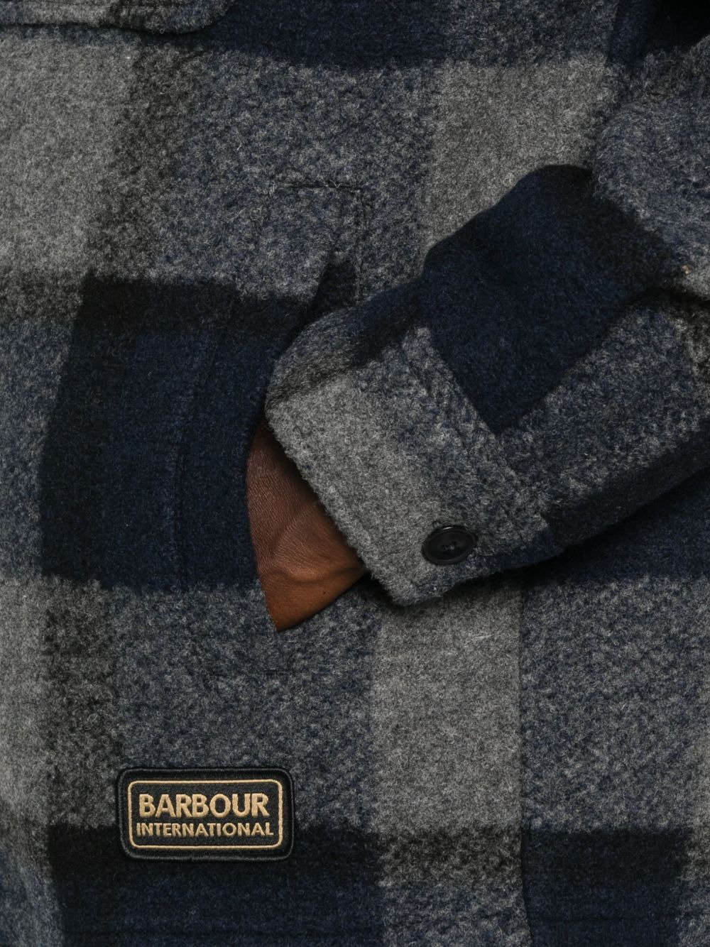 checked zip-up overshirt - 5