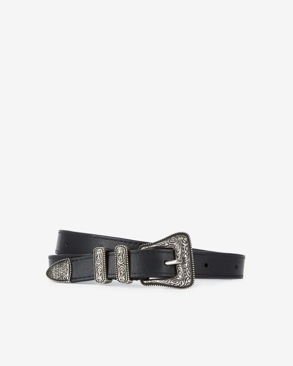 THIN BLACK LEATHER BELT - 1