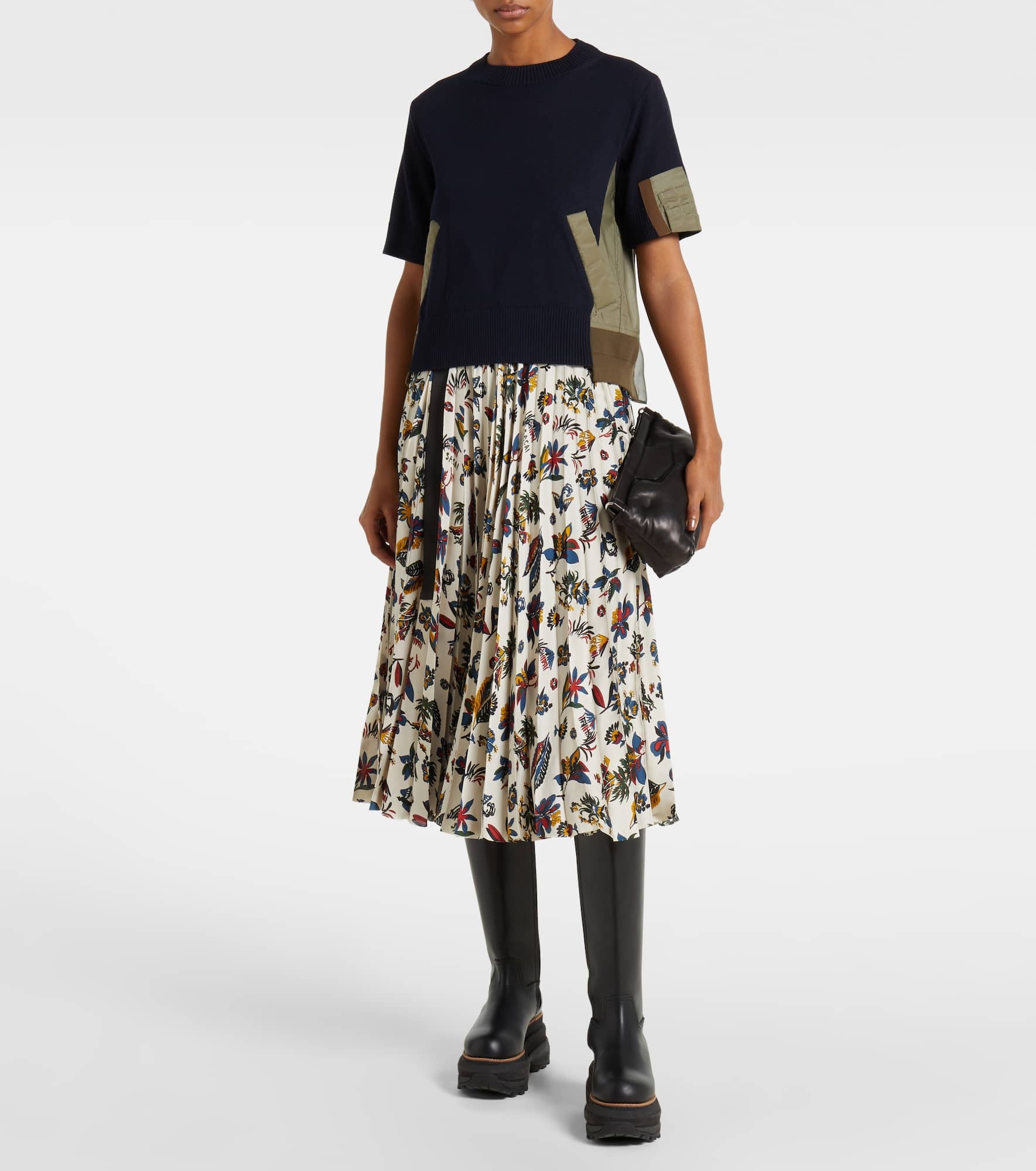 Paneled cotton-blend T-shirt - 2