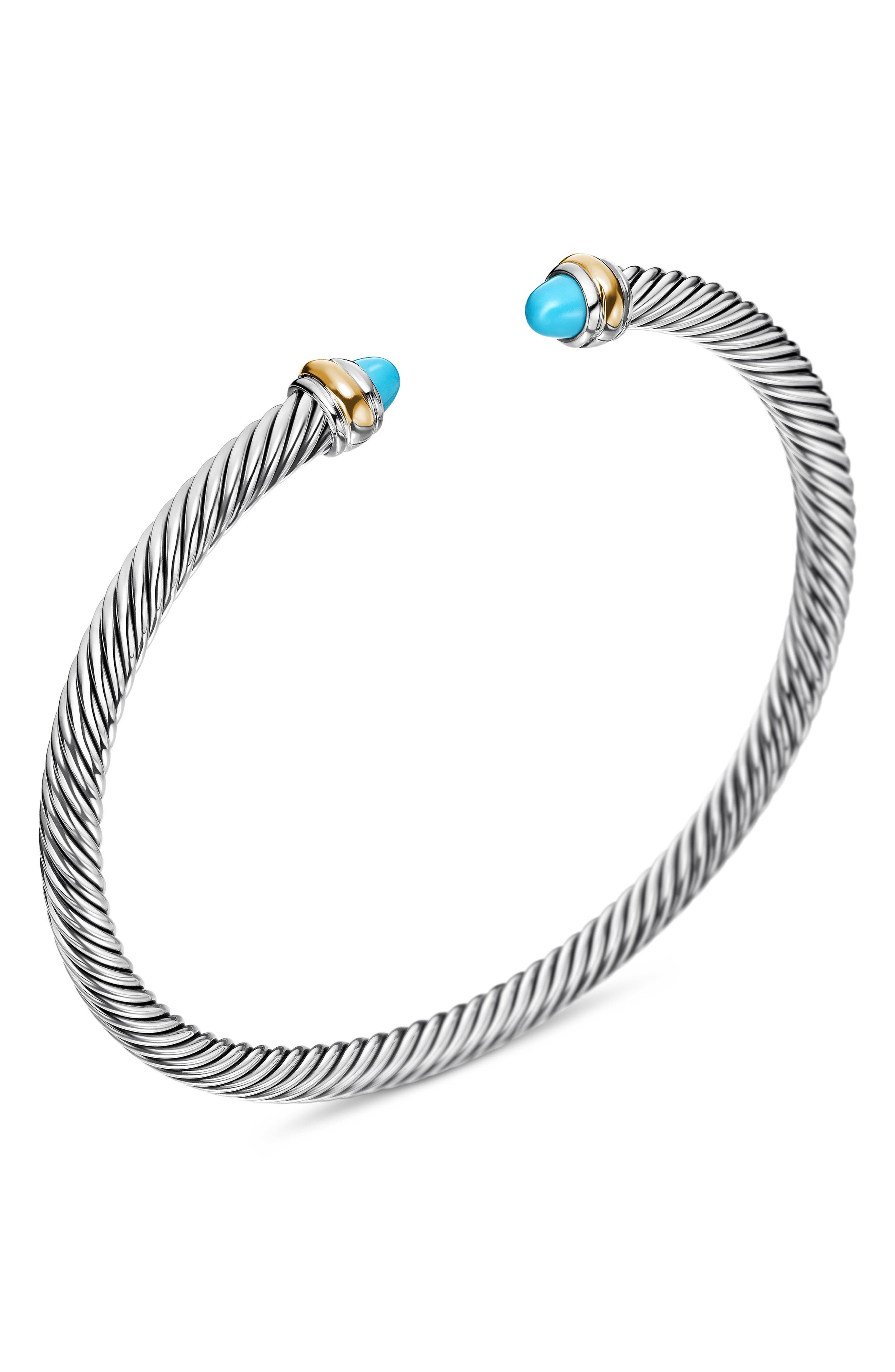 David Yurman Cable Classic Bracelet with 18K Gold & Semiprecious Stones, 4mm in Turquoise at Nordstr - 5