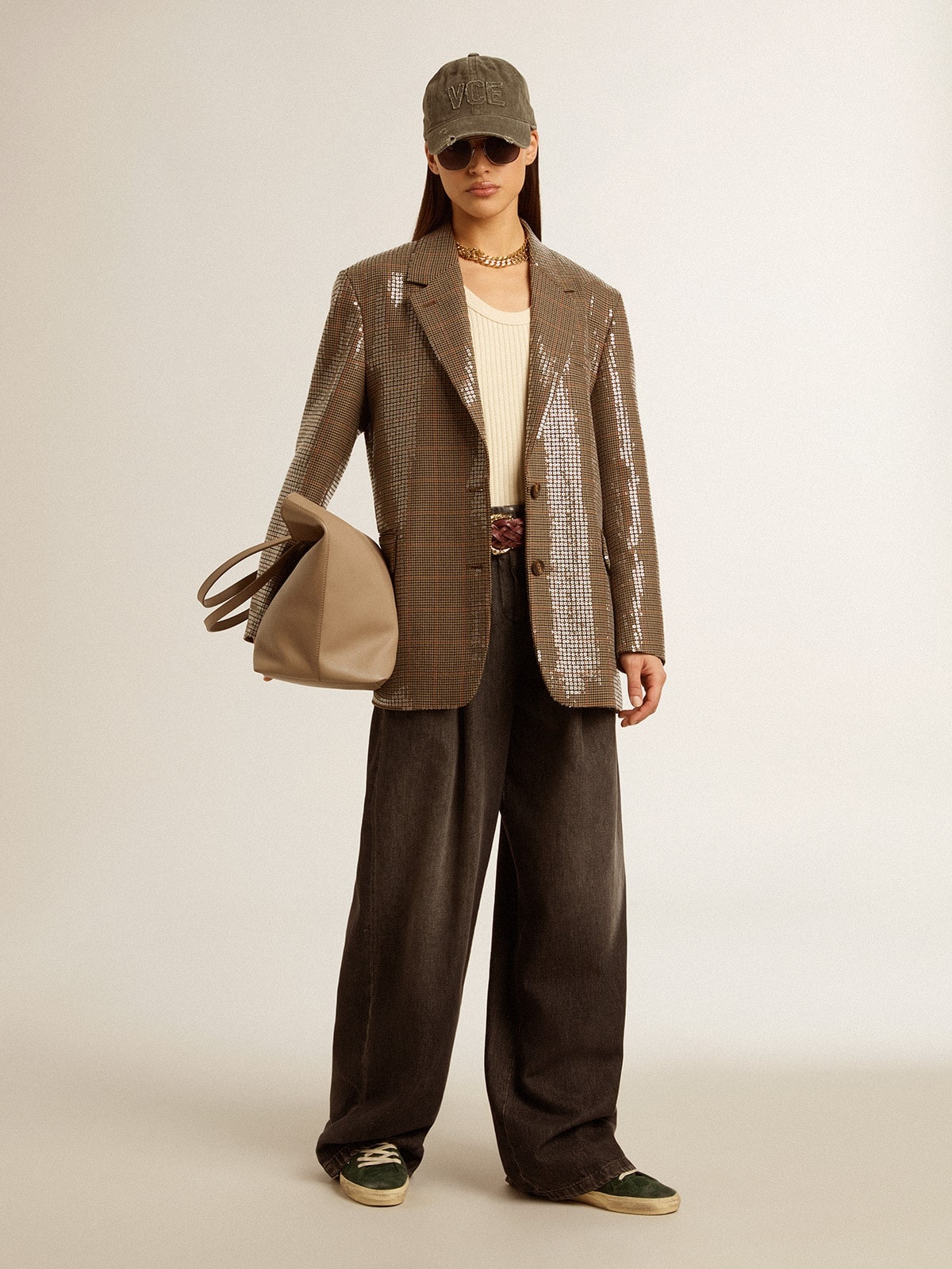Women's houndstooth jacket with all-over sequin embroidery - 8