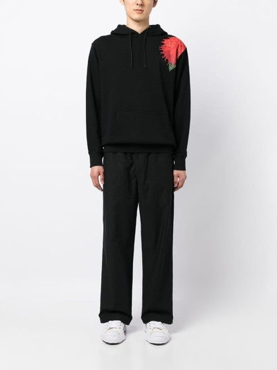 Yohji Yamamoto flower-print cotton hoodie outlook