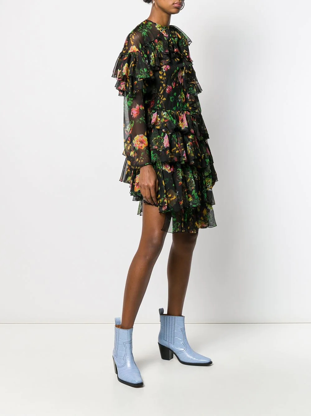 floral print ruffled dress - 3