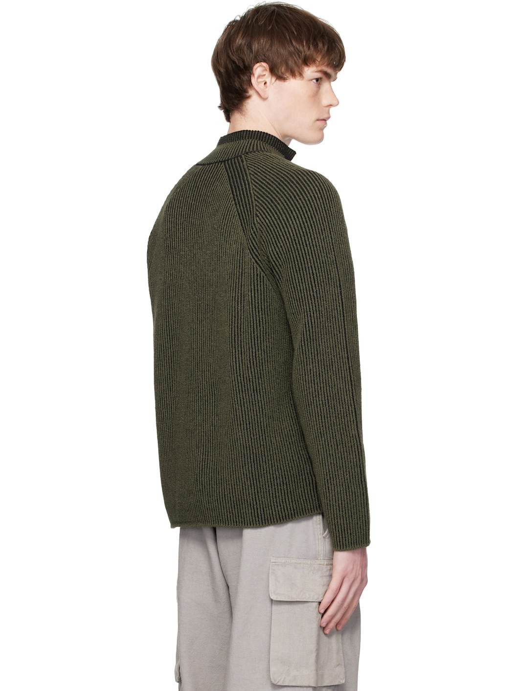 Khaki 5100024 Full Rib RWS Wool Sweatshirt - 3