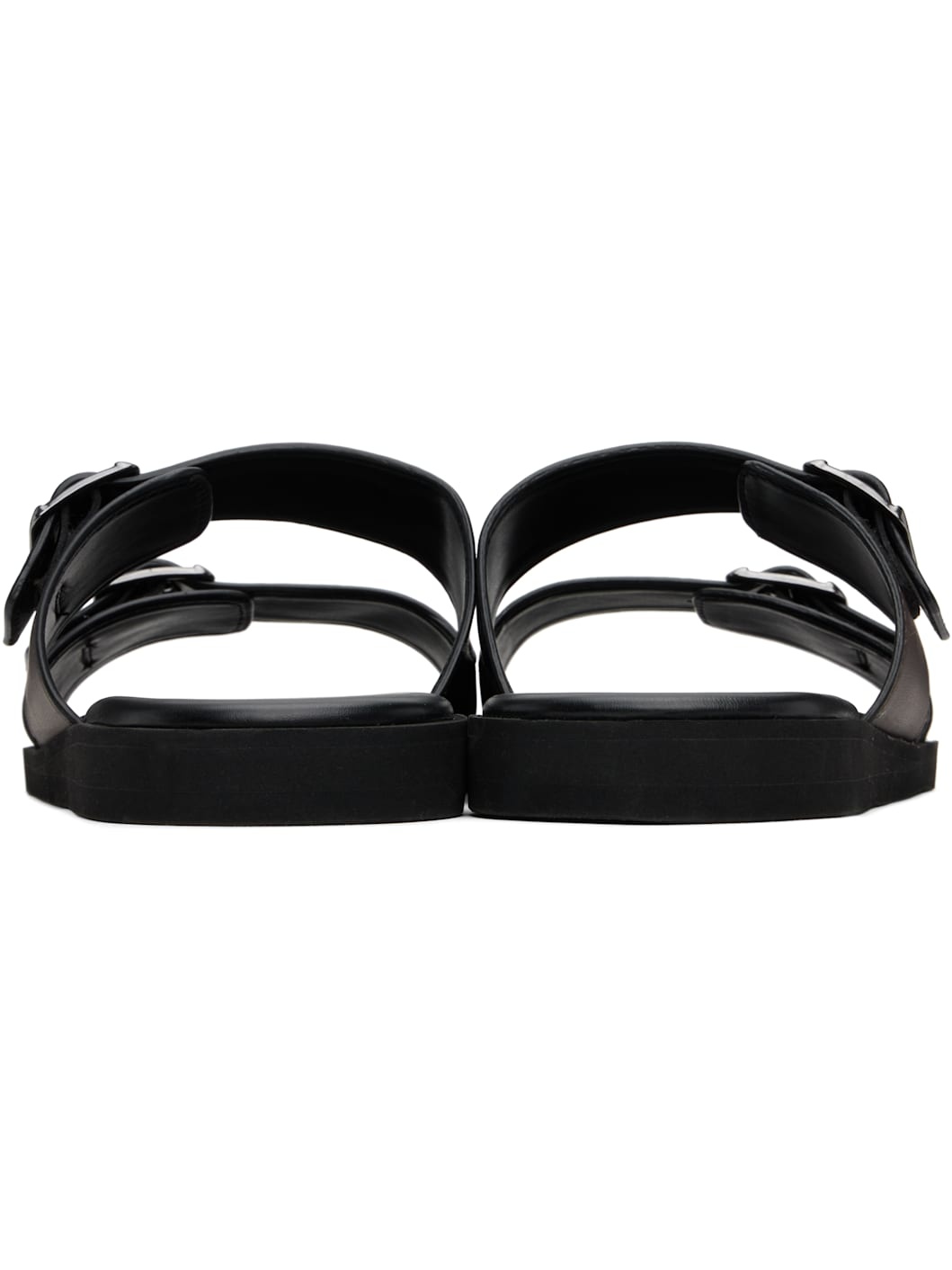 Black & Brown Pin-Buckle Sandals - 2