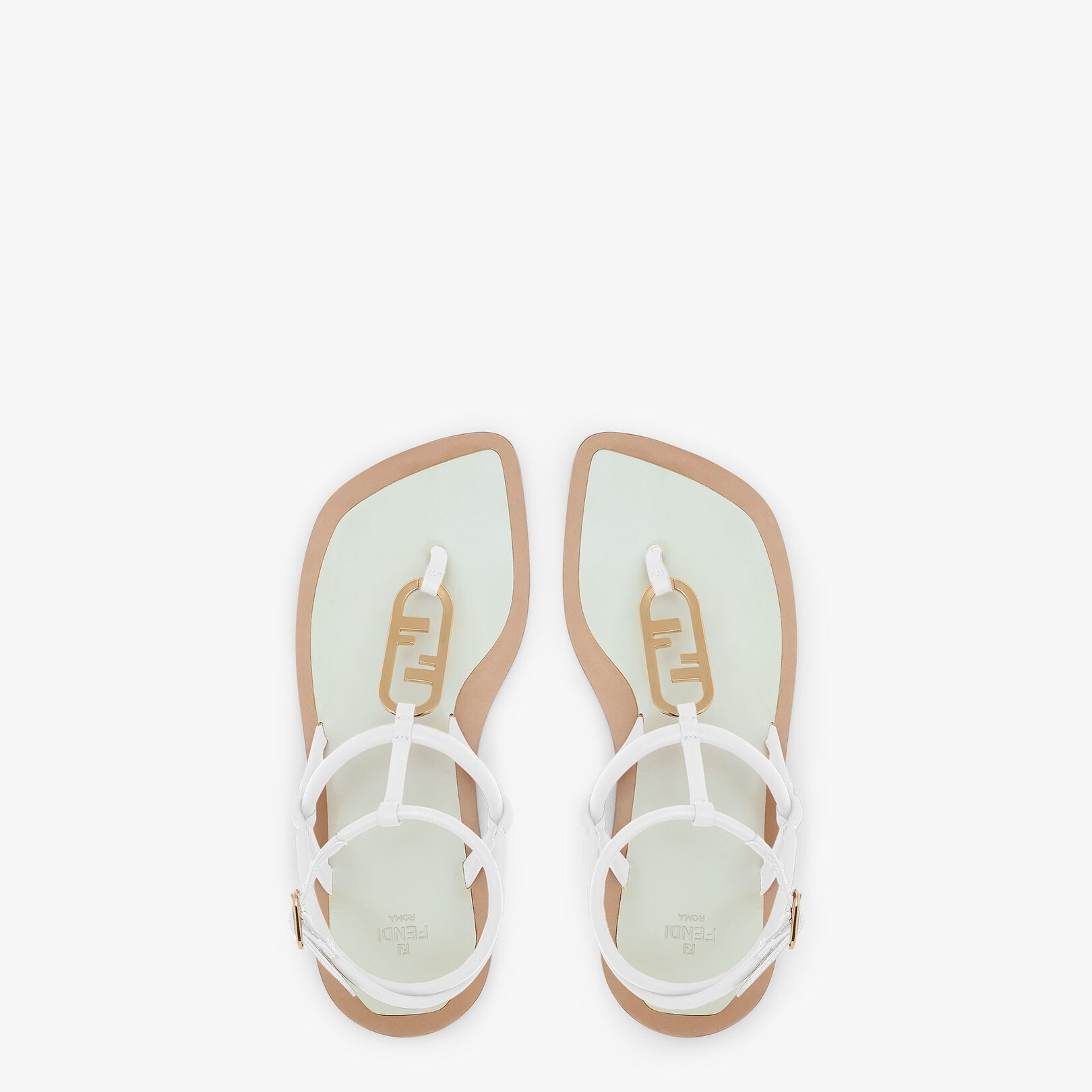 White nappa leather thong sandals - 4