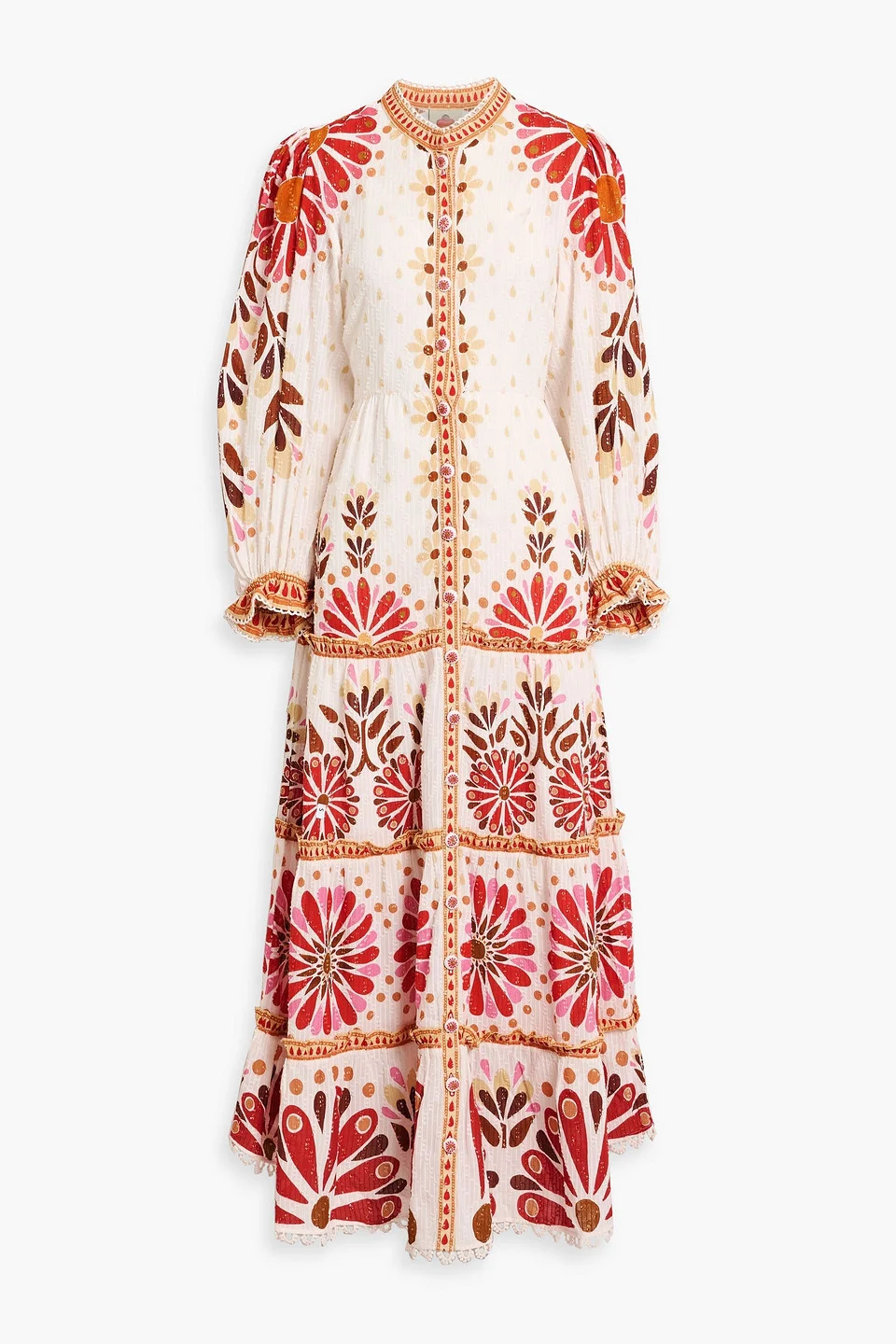 Floral-print fil coupé cotton-voile maxi dress - 1