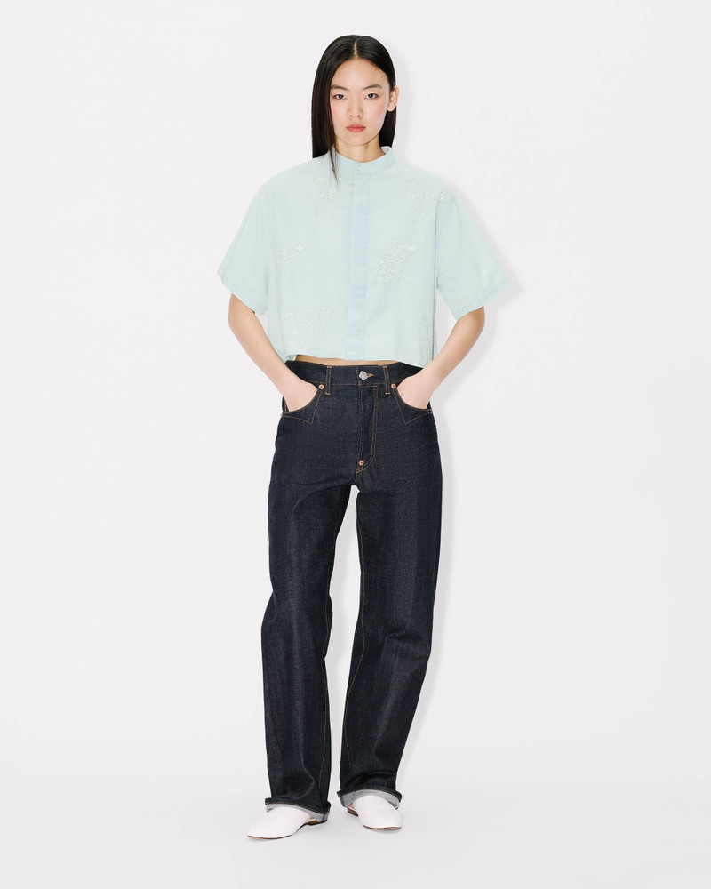 'KENZO Cartoon' embroidered short sleeve shirt in chambray 5