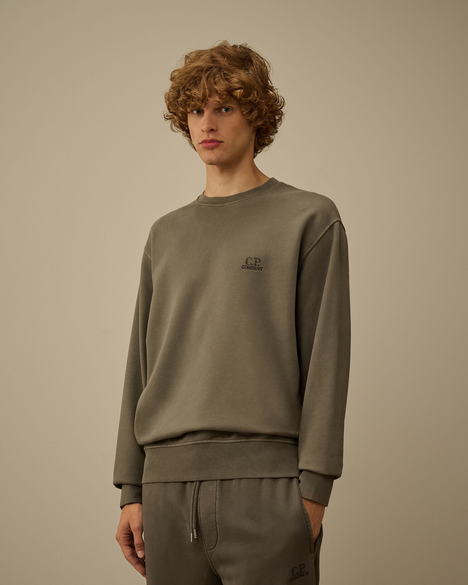 Brushed and Emerized Diagonal Fleece Crewneck Logo Sweatshirt - 3