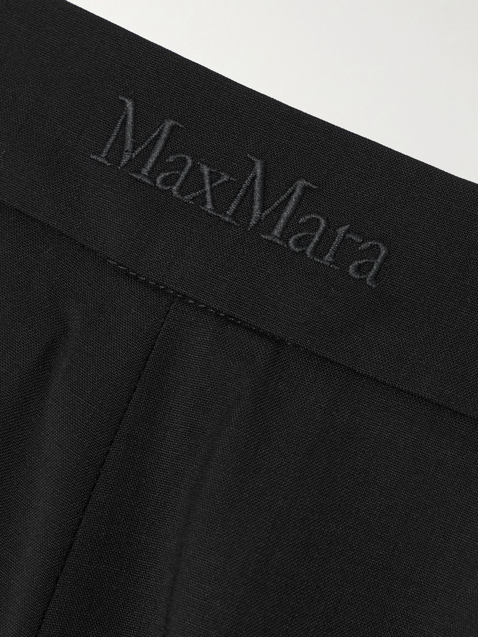 Fernet embroidered wool-canvas wide-leg pants Black - 5