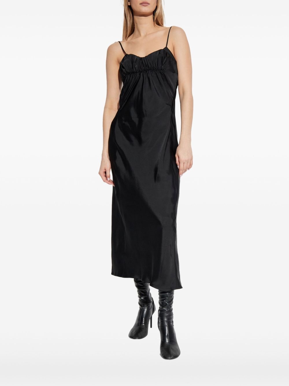 gathered-bustier midi dress - 3