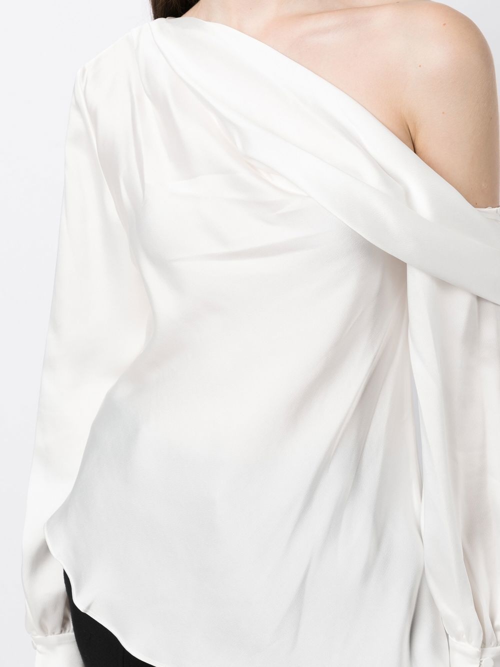 Alice satin-finish one-shoulder blouse - 5