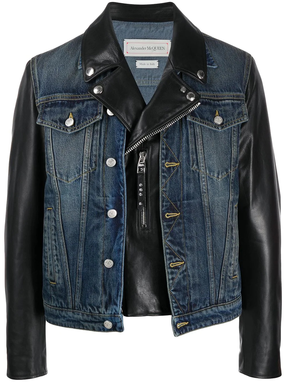 hybrid denim biker jacket - 1