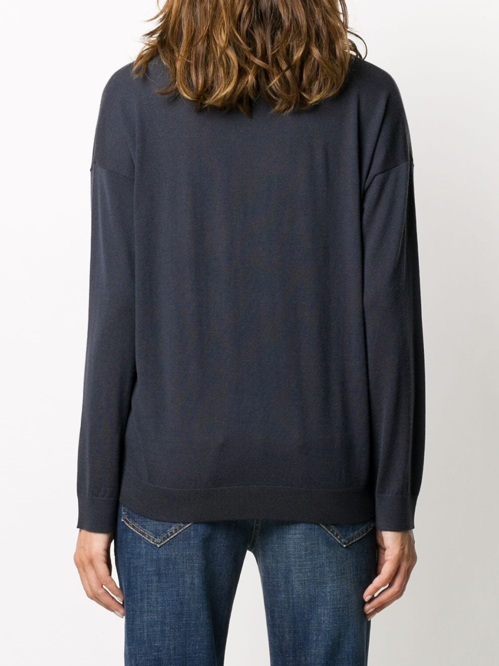 metallic detail v-neck jumper - 4