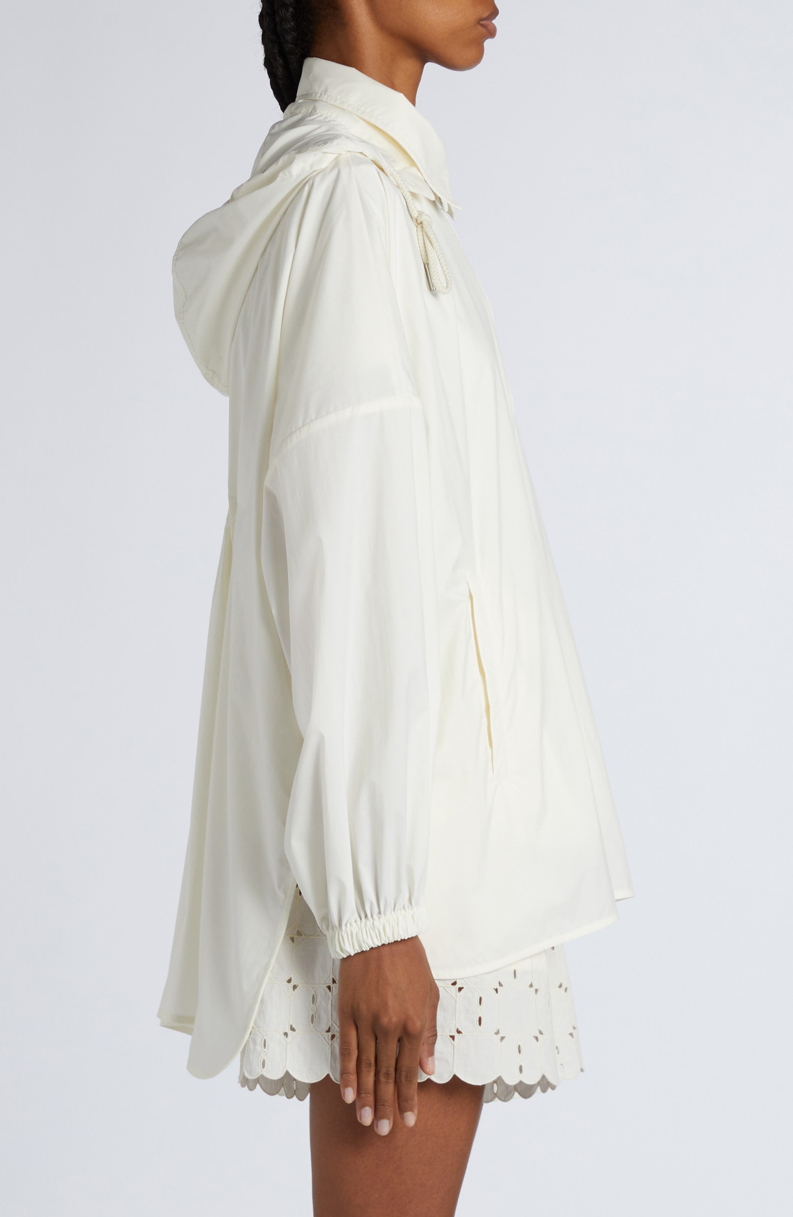 Moncler Hooded Shirt Jacket in White at Nordstrom - 4