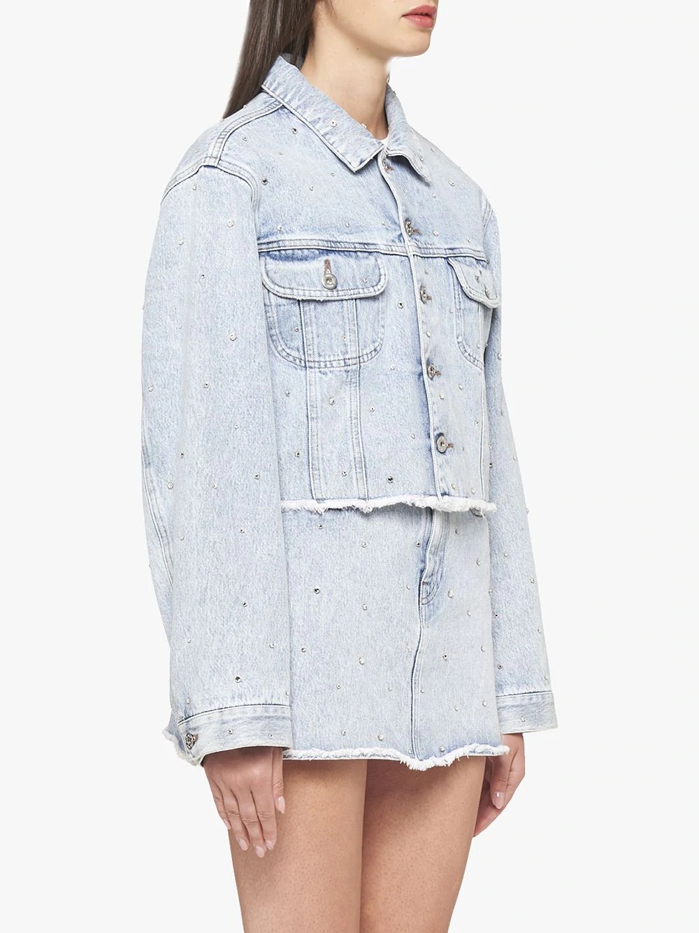 rhinestone-embellished denim jacket - 3