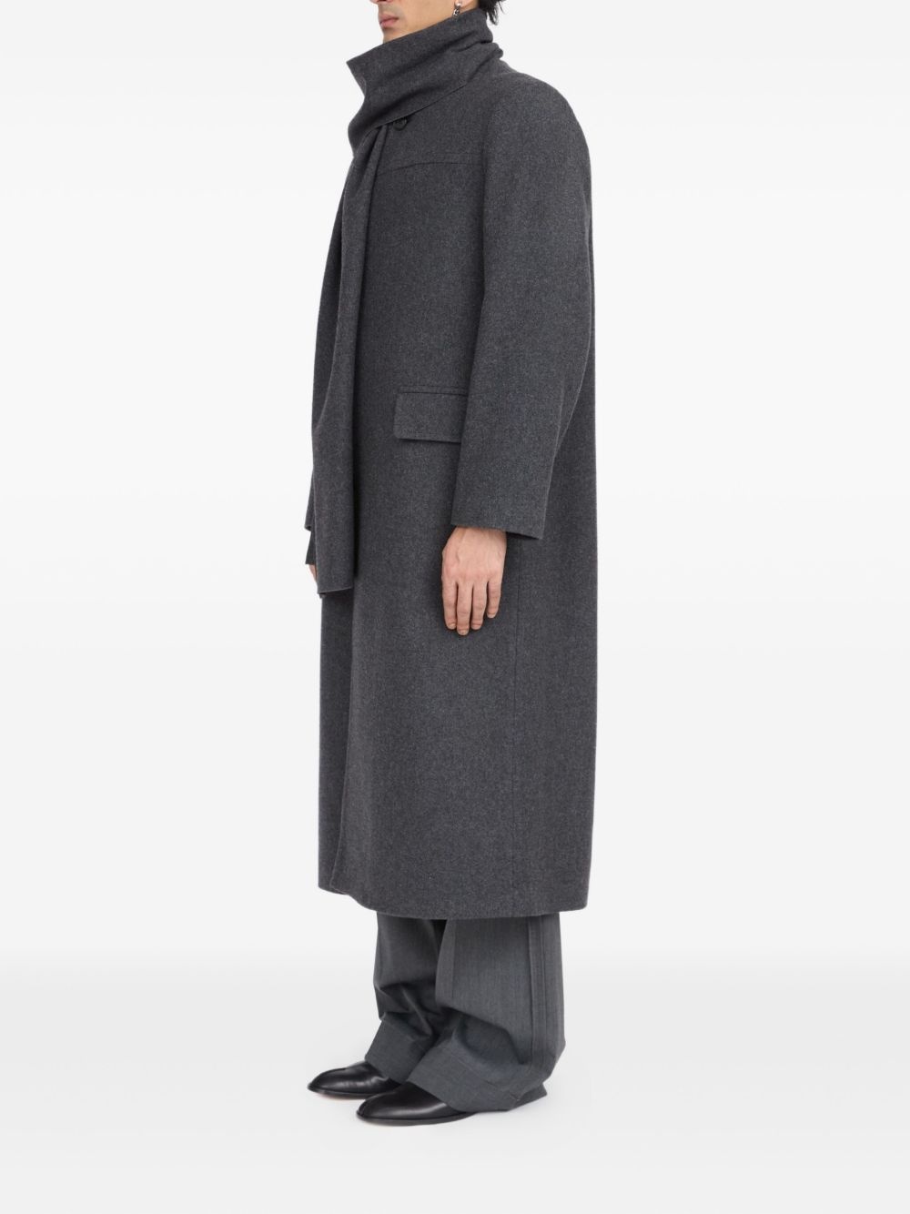 scarf-detail longline coat - 4