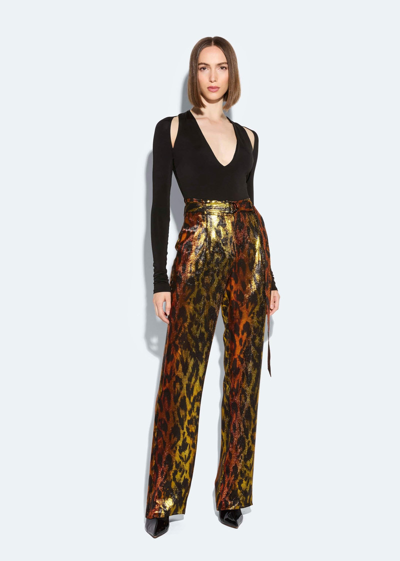 LAPOINTE Lurex Leopard Belted Pant outlook