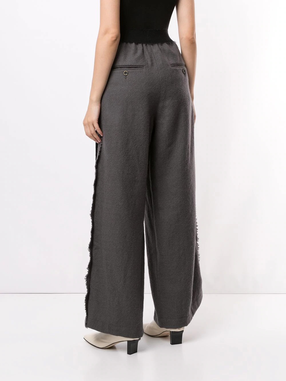 velour stripe wide-leg trousers - 4